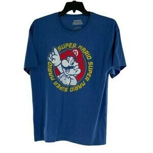 Super Mario T-Shirt Men's Size Large Short Sleeve Graphic Crew Neck Casual Top